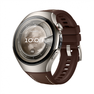 Huawei Watch 5 (46mm), Fluorelastomer Brown classic strap, Metal body, Rates-L29L Huawei Watch 5 (46mm), Fluorelastomer Brown classic strap, Metal body, Rates-L29L