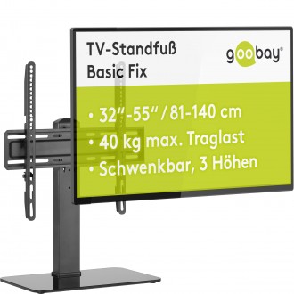Goobay 59508 Tabletop TV Stand Basic Fix, Black