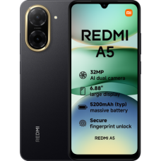 Xiaomi Redmi A5 (Midnight Black) Dual SIM 6.88 IPS LCD 720x1640/1.8GHz&1.6GHz/64GB/3GB RAM/Android 15/microSDXC/WiFi,BT/4G,MZB0J  Xiaomi Redmi A5 (Midnight Black) Dual SIM 6.88 IPS LCD 720x1640/1.8GHz&1.6GHz/64GB/3GB RAM/Android 15/microSDXC/WiFi,BT/4G,MZB0J
