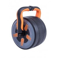 Pure2Improve 2 in 1 Ab Wheel and Kettlebell, Black/Orange