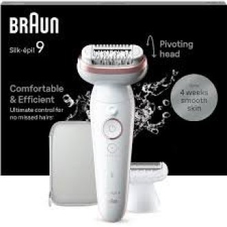 Braun Silk- pil 9 SES9-030 Epilator, Wet & Dry, White/Silver Braun Silk- pil 9 SES9-030 Epilator, Wet & Dry, White/Silver