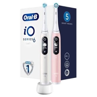 Oral-B iO6 DuoPack Electric Toothbrush, White + Pink, Travel case