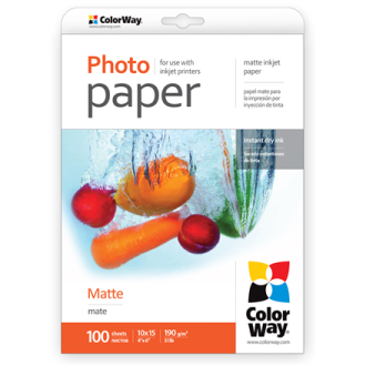 ColorWay Matte Photo Paper, 100 sheets, 10x15, 190 g/m ColorWay Matte Photo Paper, 100 sheets, 10x15, 190 g/m