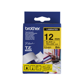 Brother TZe-631 Laminated Tape Black on Yellow, TZe, 8 m, 1.2 cm Brother TZe-631 Laminated Tape Black on Yellow, TZe, 8 m, 1.2 cm