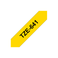 Brother TZe-641 Laminated Tape Black On Yellow, TZe, 8 m, 1.8 cm Brother TZe-641 Laminated Tape Black On Yellow, TZe, 8 m, 1.8 cm