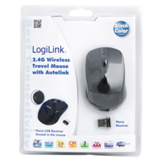 Logilink Maus optisch Funk 2.4 GHz wireless, Black, 2.4GH wireless mini mouse with autolink Logilink Maus optisch Funk 2.4 GHz wireless, Black, 2.4GH wireless mini mouse with autolink