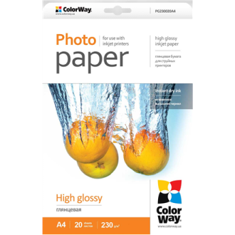 ColorWay Photo Paper 20 pc. PG230020A4 Glossy, A4, 230 g/m ColorWay Photo Paper 20 pc. PG230020A4 Glossy, A4, 230 g/m