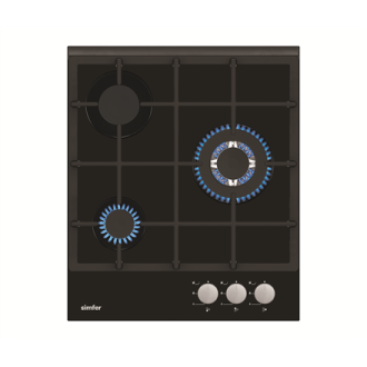 Simfer Hob H4.305.HGSSP Gas, Number of burners/cooking zones 3, Rotary painted inox knobs, Black, Simfer Hob H4.305.HGSSP Gas, Number of burners/cooking zones 3, Rotary painted inox knobs, Black,