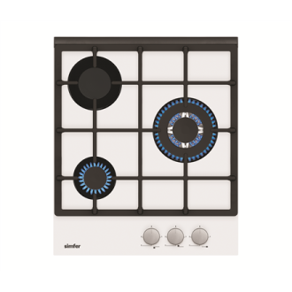 Simfer Hob H4.305.HGSSP Gas, Number of burners/cooking zones 3, Rotary painted inox knobs, White, Simfer Hob H4.305.HGSSP Gas, Number of burners/cooking zones 3, Rotary painted inox knobs, White,