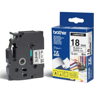 Brother TZ-241 Laminated Tape Black on White, TZe, 8 m, 1.8 cm