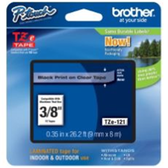 Brother TZe-121 Laminated Tape Black on Clear, TZe, 8 m, 9 mm Brother TZe-121 Laminated Tape Black on Clear, TZe, 8 m, 9 mm