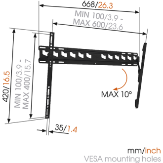 Vogels Wall mount, MA4010-A1, Tilt, 40-65 