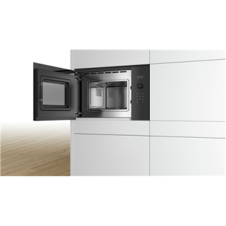 Bosch Microwave Oven BFL524MB0 20 L, Retractable, Rotary knob, Touch Control, 800 W, Black, Built-in, Defrost function