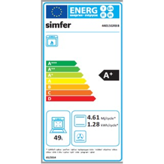 Simfer Cooker 4401SGRBB Hob type Gas, Oven type Gas, White, Width 50 cm, 49 L, Depth 55 cm, A+