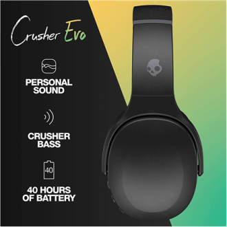 Skullcandy Wireless Headphones Crusher Evo Over-ear, Headband, Microphone, True Black Skullcandy Wireless Headphones Crusher Evo Over-ear, Headband, Microphone, True Black