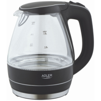 Kettle Adler Kettle AD 1224 Standard, Glass, Black, 2000 W, 360 rotational base, 1.5 L Kettle Adler Kettle AD 1224 Standard, Glass, Black, 2000 W, 360 rotational base, 1.5 L