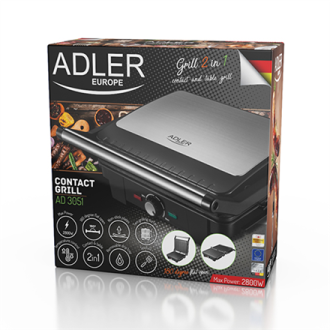 Adler Electric Grill XL AD 3051 Table, 2800 W, Black/Stainless steel Adler Electric Grill XL AD 3051 Table, 2800 W, Black/Stainless steel