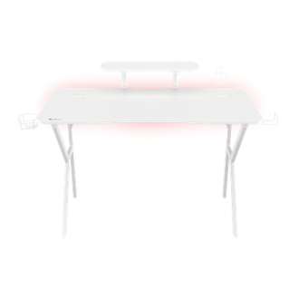 Genesis Gaming Desk Holm 320 RGB Headphone holder, Cup holder, Gamepad holder, Monitor shelf, Organizer cables, White Genesis Gaming Desk Holm 320 RGB Headphone holder, Cup holder, Gamepad holder, Monitor shelf, Organizer cables, White
