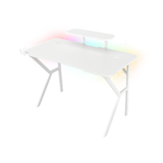 Genesis Gaming Desk Holm 320 RGB Headphone holder, Cup holder, Gamepad holder, Monitor shelf, Organizer cables, White Genesis Gaming Desk Holm 320 RGB Headphone holder, Cup holder, Gamepad holder, Monitor shelf, Organizer cables, White