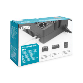 Digitus All-in-One UPS, 600VA/360W, LED 12V/7Ah x1, 4x CEE 7/7,3x IEC C13, USB, RJ45 Digitus All-in-One UPS, 600VA/360W, LED 12V/7Ah x1, 4x CEE 7/7,3x IEC C13, USB, RJ45