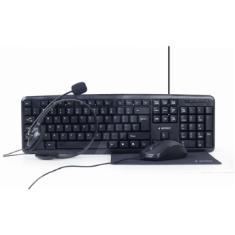 Gembird 4-in-1 Multimedia office set KBS-UO4-01 Keyboard, Mouse, Pad and Headset Set, Wired, Mouse included, US, Black Gembird 4-in-1 Multimedia office set KBS-UO4-01 Keyboard, Mouse, Pad and Headset Set, Wired, Mouse included, US, Black