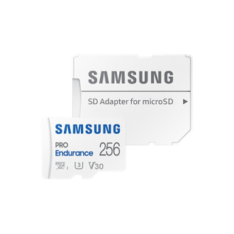 Samsung PRO Endurance MB-MJ256KA/EU 256 GB, MicroSD Memory Card, Flash memory class U3, V30, Class 10, SD adapter Samsung PRO Endurance MB-MJ256KA/EU 256 GB, MicroSD Memory Card, Flash memory class U3, V30, Class 10, SD adapter