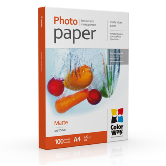 ColorWay Photo Paper PM220100A4 Matte, White, A4, 220 g/m 