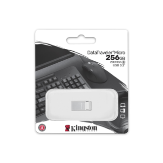 Kingston USB 3.2 Flash Drive DataTraveler micro 256 GB, USB 3.2, Silver Kingston USB 3.2 Flash Drive DataTraveler micro 256 GB, USB 3.2, Silver