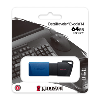Kingston USB 3.2 Flash Drive DataTraveler Exodia M 64 GB, USB 3.2, Black/Blue Kingston USB 3.2 Flash Drive DataTraveler Exodia M 64 GB, USB 3.2, Black/Blue