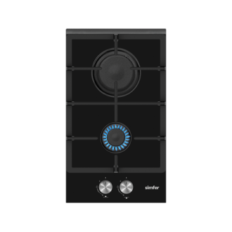 Simfer Hob H3.201.TGRSP Gas on glass, Number of burners/cooking zones 2, Mechanical, Inox/Black
