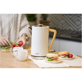 Adler Kettle AD 1347w Electric, 2200 W, 1.5 L, Stainless steel, 360 rotational base, White