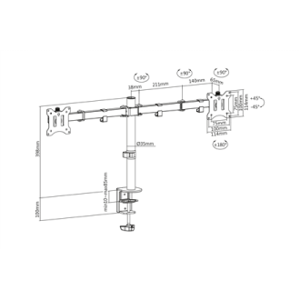 Digitus Dual Monitor Clamp Mount DA-90400 15-32 Digitus Dual Monitor Clamp Mount DA-90400 15-32