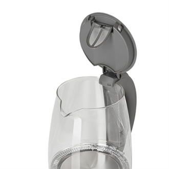 Adler Kettle AD 1286 Standard, 2200 W, 2 L, Plastic/ glass, Grey/ transparent, 360 rotational base