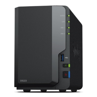 Synology DS223 Up to 2 HDD/SSD Hot-Swap, RTD1619B, Processor frequency 1.7 GHz, 2 GB, DDR4, RAID Basic, JBOD, RAID 0, RAID 1, 1x Synology DS223 Up to 2 HDD/SSD Hot-Swap, RTD1619B, Processor frequency 1.7 GHz, 2 GB, DDR4, RAID Basic, JBOD, RAID 0, RAID 1, 1x
