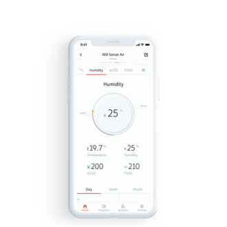 Mill Sense smart indoor air quality monitor SENSEAIR White, No Display Mill Sense smart indoor air quality monitor SENSEAIR White, No Display