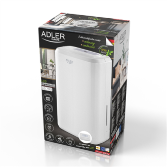 Adler Compressor Air Dehumidifier AD 7861 Power 280 W, Suitable for rooms up to 60 m , Water tank capacity 2 L, White