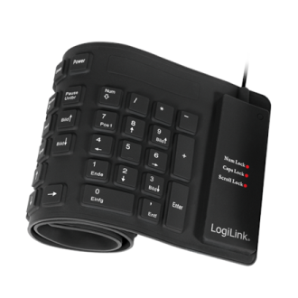 Logilink Flexible waterproof Keyboard USB + PS/2 ID0019A Flexible keyboard, DE, Black Logilink Flexible waterproof Keyboard USB + PS/2 ID0019A Flexible keyboard, DE, Black