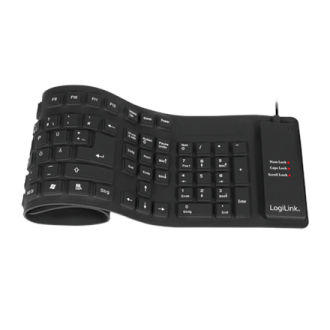 Logilink Flexible waterproof Keyboard USB + PS/2 ID0019A Flexible keyboard, DE, Black Logilink Flexible waterproof Keyboard USB + PS/2 ID0019A Flexible keyboard, DE, Black