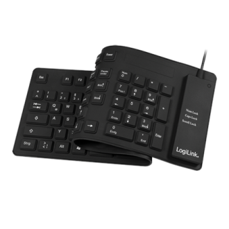 Logilink Flexible waterproof Keyboard USB + PS/2 ID0019A Flexible keyboard, DE, Black Logilink Flexible waterproof Keyboard USB + PS/2 ID0019A Flexible keyboard, DE, Black