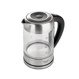 Adler Kettle AD 1247 NEW With electronic control, 1850 - 2200 W, 1.7 L, Stainless steel, glass, Stainless steel/Transparent, 360 Adler Kettle AD 1247 NEW With electronic control, 1850 - 2200 W, 1.7 L, Stainless steel, glass, Stainless steel/Transparent, 360