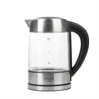 Adler Kettle AD 1247 NEW With electronic control, 1850 - 2200 W, 1.7 L, Stainless steel, glass, Stainless steel/Transparent, 360 Adler Kettle AD 1247 NEW With electronic control, 1850 - 2200 W, 1.7 L, Stainless steel, glass, Stainless steel/Transparent, 360