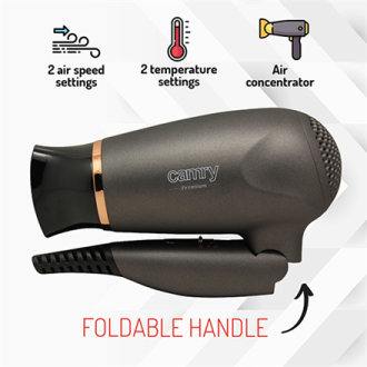 Camry Hair Dryer CR 2261 1400 W, Number of temperature settings 2, Metallic Grey/Gold Camry Hair Dryer CR 2261 1400 W, Number of temperature settings 2, Metallic Grey/Gold