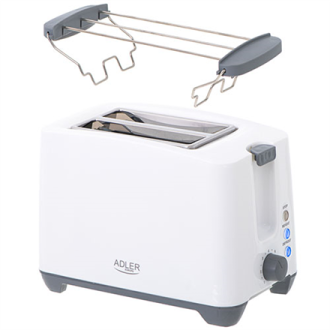 Adler Toaster AD 3216 Power 750 W, Number of slots 2, Housing material Plastic, White