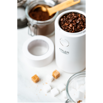 Adler Coffee Mill AD 4446ws 150 W, Coffee beans capacity 75 g, White Adler Coffee Mill AD 4446ws 150 W, Coffee beans capacity 75 g, White