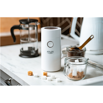 Adler Coffee Mill AD 4446ws 150 W, Coffee beans capacity 75 g, White Adler Coffee Mill AD 4446ws 150 W, Coffee beans capacity 75 g, White