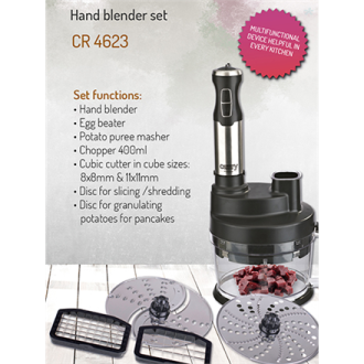 Camry Blender CR 4623 Hand Blender, 1600 W, Number of speeds Variable, Turbo mode, Chopper, Ice crushing, Black Camry Blender CR 4623 Hand Blender, 1600 W, Number of speeds Variable, Turbo mode, Chopper, Ice crushing, Black