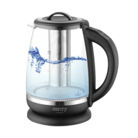 Camry Kettle CR 1290 Standard, 2200 W, 2 L, Plastic/glass, Black/Transparent, 360 rotational base