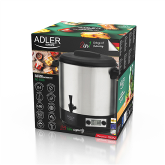 Adler Electric pot/Cooker AD 4496 Stainless steel/Black, 28 L, Lid included Adler Electric pot/Cooker AD 4496 Stainless steel/Black, 28 L, Lid included