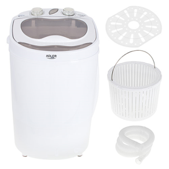Adler Mini washing machine AD 8055 Top loading, Washing capacity 3 kg, Depth 37 cm, Width 36 cm, White Adler Mini washing machine AD 8055 Top loading, Washing capacity 3 kg, Depth 37 cm, Width 36 cm, White
