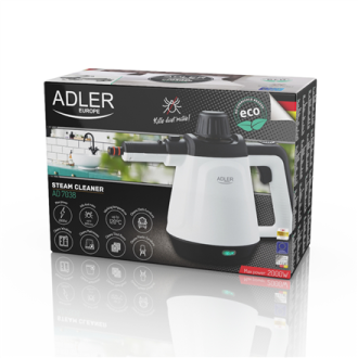 Adler Steam cleaner AD 7038 Power 1200 W, Steam pressure 3.5 bar, Water tank capacity 0.45 L, White/Black Adler Steam cleaner AD 7038 Power 1200 W, Steam pressure 3.5 bar, Water tank capacity 0.45 L, White/Black